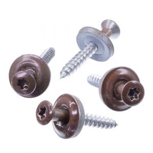 SECCARO Vis Spengler 4,5 x 25 mm, RAL 8011 marron noix, acier inoxydable A2, rondelle d'étanchéité EPDM 15 mm, TX/six pans creux, 100 pièces (ecomserv - Advanced eCommerce Service, neuf)