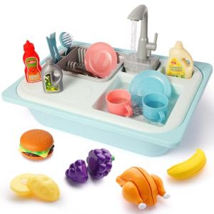 Asweets Jouets d'Évier De Cuisineà avec Eau Courante, Jouets d'Évier avec Couleurs Changeantes Vaisselle, Recyclage de l'eau, Évier Jouet Enfants 3+ Ans, Color Change Kitchen Sink Toy (Bleu) (ASWEETS, neuf)
