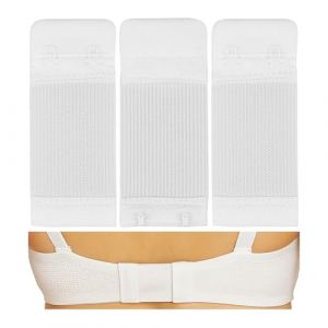 Extension de Soutien-gorge, 2 x 2 rang&eacute;es de crochets, blanche, Lot de 3, pour tous les mod&egrave;les de soutien-gorge, Extenseur de soutien-gorge &eacute;lastique, lavable, Attaches de soutien-gorge blanche (Your Day Mate, neuf)