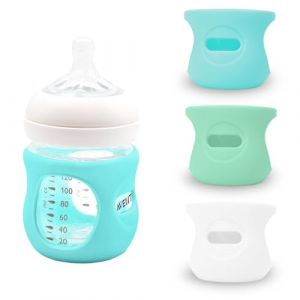 Lot de 3 étuis en silicone pour biberon Avent Natural, en verre, porte-biberon incassable, compatible avec les biberons Philips Avent Natural, 120 ml (120 ml) (Dexuanzhiju, neuf)