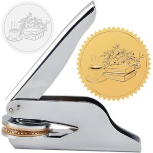 craspire Tampon en Relief pour Livre Fleur Th&eacute; Ex Libris Biblioth&egrave;que 1.6 po Tampon en Acier Inoxydable Gaufreur &agrave; Main Enseignant Notaire pour Cadeau de Remise de Dipl&ocirc;me Enveloppes Invitation (CRASPIRE FR, neuf)