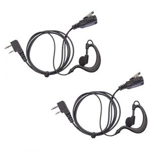 COODIO 2 x Oreillette 2-Pin Style G KIT PI&eacute;TON &Eacute;couteur Casque Microphone pour Kenwood Baofeng UV-5R, UV-82 Midland Wouxun Radio (Swingga, neuf)