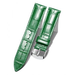 BINLUN Bracelet de Montre en Cuir Crocodile V&eacute;ritable D&eacute;gagement Rapide Remplacement Bracelet Montre Etanche 10 Couleurs 13 Tailles pour Hommes Femmes(Fermoir Argent&eacute;,vert,20mm) (BINLUN FLAGSHIP STORE FR STORE, neuf)