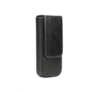 Hiram Étui de rangement en cuir tanné végétal pour 3 stylos-plume avec fermeture magnétique dissimulée et plateau à stylos (noir) (Hiram Fashion, neuf)