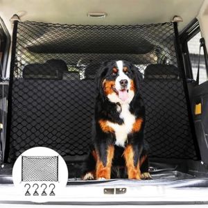 GOMETY Grille de protection voiture barri&egrave;re filet de s&eacute;paration, grille pour chiens pour coffre, 120x90 cm, double couche polypropyl&egrave;ne avec 4 crochets, universelle pour chiens, filet de s&eacute;paration (Probuy Hot Limited, neuf)