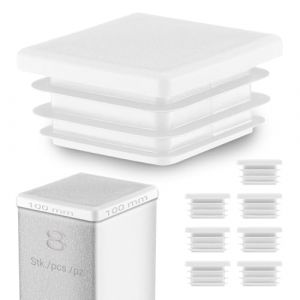 EMFA Bouchon Tube Carr&eacute; 100x100 mm Blanc &ndash; Embout &agrave; Lamelles en Plastique &ndash; Capuchon 10x10 cm &ndash; Lot de 8 (EMFA GmbH, neuf)