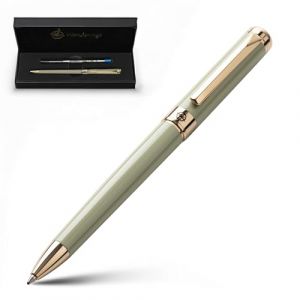 WANDERINGS Stylo Bille Premium &agrave; Encre Allemande &ndash; Parfaitement &Eacute;quilibr&eacute; pour une Exp&eacute;rience d&rsquo;&Eacute;criture Exceptionnelle, Plaqu&eacute; Or 24K Vert &ndash; Vert Sauge &ndash; Recharge Schmidt dans un Coffret Cadeau (Wanderings, neuf)