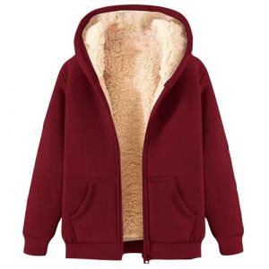 Veste Polaire Femme, Polaire Femme Veste Hiver Chaude Sweats Manteau &agrave; Capuche Zipp&eacute; Laine &eacute;Pais Souple Blousons Fourrure Hooded Coat Manche Longue Cardigan Casual Mode Hiver Chaude Outerwear (Geyunxue, neuf)