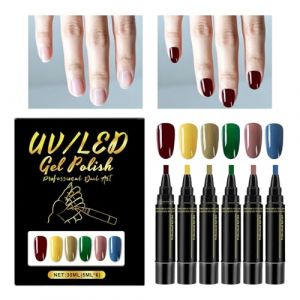 Stylos &agrave; ongles &ndash; 6 couleurs marqueurs &agrave; pointe fine pour dessin &ndash; feutres gel ongles s&eacute;chage rapide, pour bricolage, d&eacute;butants, femme (rentiebing, neuf)