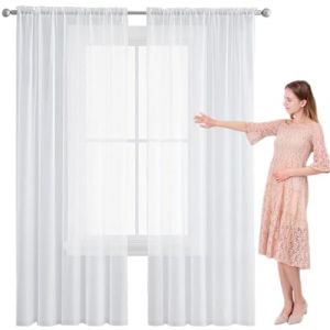 Lot de 2 Rideaux Voilages 110 x 110 cm Rideaux Salon Semi-Transparent Rideau Voilages Int&eacute;rieurs Salon Moderne pour Chambre Enfant Adulte, Blanc (LvLiangBaiNingDianZiShangWuYouXianGongSi, neuf)
