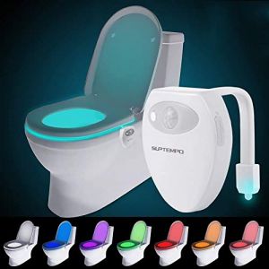 Lampe de toilette Veilleuse LED Detecteur de mouvement Eclairage Plastique WC / Salle de Bain / Cuvette 8 Changements de Couleur (JOYZOO, neuf)