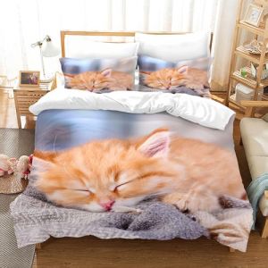 PORJDN Housse de Couette Chat,avec Housse de Couette et taie d'oreiller 65x65cm.Kitty Housse de Couette 3D Animal de Compagnie Ensemble Housse de Couette Chat. (Chats-5, 140x200cm) (CR-EU-STORE, neuf)