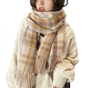 Bakicey Femme ch&acirc;le &eacute;charpe Fille &eacute;tole Foulard, Pashmina Echarpe a Carreaux Laine Mode Etole Plaid Foulard Oversize Shawl Cardigan Cachemire Chaud Automne Hiver Manteau Tricot Ponchos Capes(09) (Bakicey, neuf)