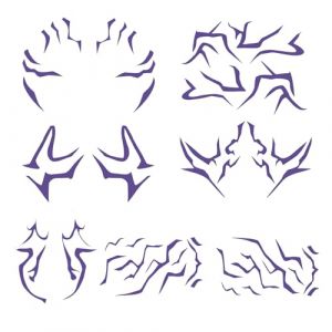 8 tatouages temporaires D&auml;mon Hunter, tatouages pour Kpop, autocollants de tatouage pour cosplay, film waterproof et autocollants de danse anime (Violet: 8 feuilles) (FEYUZ, neuf)