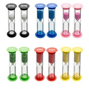 Lot de 12 Sabliers Color&eacute;s pour Enfants,Sablier Brossage Dents Enfant,Sablier Enfant,Sablier,30 Secs/1 Min, 2 Min, 3 Min, 5 Min, 10 Min,pour Enfants, pour La Maison Et La Chambre d'enfant (YIQings-US, neuf)