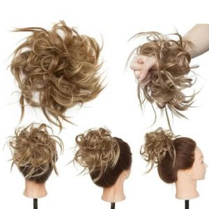 WBLSPA Chignon synthétique en désordre, Bande de Cheveux élastique, postiche bouclée pour Femmes, Chouchou Gris Marron Noir Chignon beignet-12H24-Chine (guangzhouliyeshangmaoyouxiangongsi 85244, neuf)
