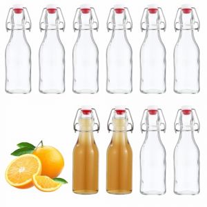 Lot de 10 Bouteille en Verre 250ml avec Bouchon Mécanique, Bouteille en Verre Avec Bouchon,Pour Remplissage, Sirops, Boissons, Huiles Alimentaires, Vinaigres Aromatisés (VOICU LAWE S.R.L., neuf)