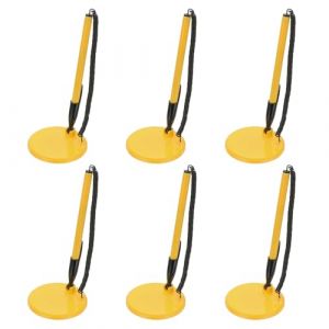 PATIKIL 6 Stylos sécurisés avec chaîne adhésive et support stylo sécurité Stylos comptoir réception Stylo bureau Recharges d'encre noire pour fournitures bureau à domicile Base plate Jaune (PATIKIL UK, neuf)
