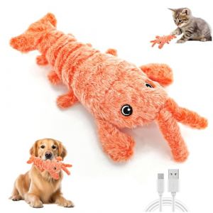 TOGETDREAM Jouet pour Chien Interactif Homard, Jouet Interactif pour Chat Homard Interactif Jouet en Peluche USB Rechargeable pour Chat et Chien Am&eacute;Liore la Vitalit&eacute; des Animaux de Compagnie (KKchange, neuf)