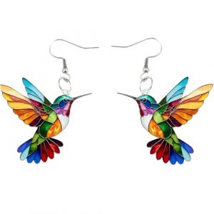 Boucles d'Oreilles Colibri Femme, Colibri Boucles d'Oreilles Pendantes en Acrylique Color&eacute;es, Bijoux Oiseau Colibr&igrave; L&eacute;gers & &Eacute;l&eacute;gants pour Femmes et Filles, pour Cadeaux et Usage Quotidien (yuwenparty, neuf)