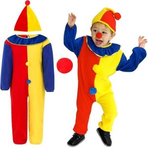 Hpbaggy 3 Pi&egrave;ces D&eacute;guisement Clown Enfant 3-6 Ans,Costume Enfant Carnaval Clown,Fancy Dress Costume de clown,D&eacute;guisement Cirque Bouffon pour Enfant,Costume Halloween Carnaval Cosplay(M 110~120cm) (WUFENG DONG LIMITED, neuf)