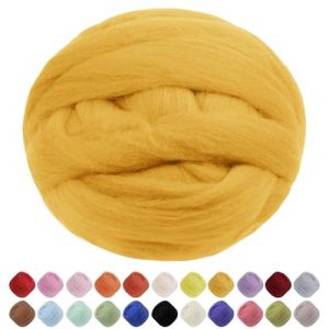 Uiopa Laine a Feutrer, 200g Pelote de Laine Feutr&eacute;e, Grosse Laine de Feutrer Jaune de Feutrer Laine Card&eacute;e pour Feutrage &agrave; l'Aiguille, Feutrage Humide, D&eacute;coration, Bricolage (XEYUAN, neuf)