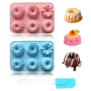 JYNVO 2 Pièces Moules Mini Cake Silicone & 1 Spatule Silicone, Moule a Baba au Rhum,Moules à Muffins Silicone Antiadhésifs pour Gâteaux, Kekses et Donuts Cuisson (ROBFLOR MARKET CARS, neuf)