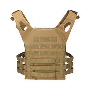 Gilet tactique pour homme et femme &ndash; Sac de transport de poitrine l&eacute;ger pour airsoft, gilet de chasse utilitaire pour ext&eacute;rieur, paintball, tir, jeu de guerre | V&ecirc;tements d'airsoft, kaki, Taille (LinLanShangMao, neuf)