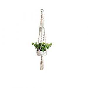 PULABO 1 m&egrave;tre de suspension pour plantes Jute naturel porte-pot de chanvre titulaire en corde de macram&eacute; panier suspendu pour plantes avec porte-cl&eacute;s pour int&eacute;rieur ext&eacute;rieur balcon d&eacute;corations de p (Heart Service, neuf)