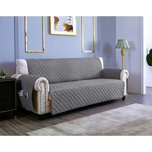 sevi's Housses de Canapé 3 Places 170cm Impermeable avec Accoudoirs, Réversible Protégé Canapes -Gris Clair (Trame Italiane, neuf)