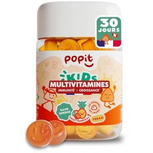 POP IT 60 Gummies Multivitamines Enfants dès 3 ans et Ados - Cure 1 Mois - Sans Sucres, Goût Tropical, Vegan - Vitamines Enfant avec Vitamine D Enfant, A, B, C, E - Gomme Vitamine Bonbon (SAS DOROGA, neuf)