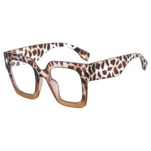Long Keeper Lunettes Anti LumièRe Bleue CarréE Pour Femme Homme Monture Grand Carré Lunette Gaming Anti Fatigue Oculaire (léopard Marron clair) (LongKeeper, neuf)