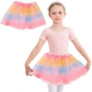 Jupe Filles Multicolore, Tutu Danse Avec Ceinture &Eacute;lastique, Taille Unique, Paillettes P&eacute;tillantes, Pour F&ecirc;tes, Danses, Ballets, aux filles de 3 &agrave; 9 ans (tulan4820208, neuf)