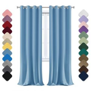 Rideau Occultant Lot de 1 à Oeillets,Rideau Occultant Thermiques, 200x120cm (LxH) Rideau Porte, Rideau Opaque, Rideau Phonique Anti Bruit, Dressing Rideau, pour Chambre Salon Balcon Bleu Clair (Xiangchengshiyansuoshangmaoyouxiangongsi, neuf)