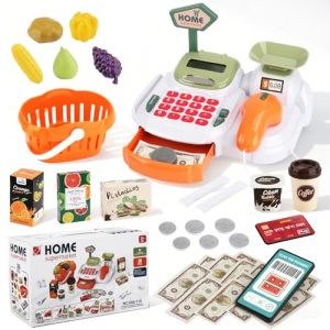 TAVADA Jouet Caisse Enregistreuse pour Enfants,Caisse enregistreuse Jouet avec Scanner,Calculatrice,Légumes, Fruits,Argent Jouet,Panier de Courses et Plus Encore,Jeu de Rôle pour Enfant de 3+Ans (HADALA YYDS Kft., neuf)