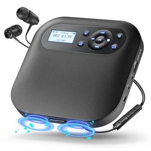 Lecteur CD Portable avec Bluetooth, Lecteur CD de Voiture Rechargeable Discman avec FM, Deux Haut - parleurs st&eacute;r&eacute;o, Anti - Saut, Deux connecteurs de Casque (CD022 Bluetooth 5.1) (AIDIN STORE, neuf)