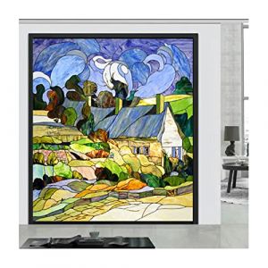 Siunwdiy Non-Colle Film fenetre Anti Regard Eglise Europ&eacute;enne Mosa&iuml;que Art Verre Film de vitrail Sticker Opaque Autocollant Auto-adh&eacute;sif/Statique Cling Decor Confidentialit&eacute;,A,40x60cm(18"x24") (fuying shop, neuf)