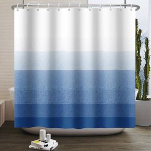 SDOTPMT 160x180cm Blanc Bleu fonc&eacute; Rideau de Douche Bicolore Classique Rideau de Douche Traditionnel th&egrave;me Minimaliste Rideau de Douche Salle de Bains Tissu d&eacute;coratif Polyester avec Crochet (SDOTPMT, neuf)