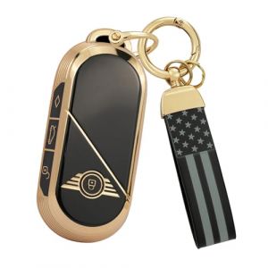 ontto Coque de protection pour clé de voiture porte-clés en TPU pour Mini Cooper One Countryman U25 F65 F66 F67 Covertible J01 J03 J05 Aceman 2023-2025 Étui à clé-C Noir (Ontto, neuf)