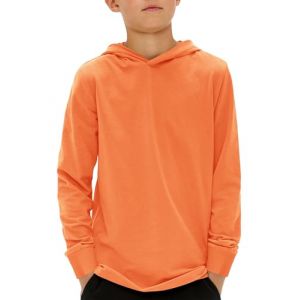 Haloumoning Sweat &agrave; capuche pour gar&ccedil;on &agrave; manches longues uni pour enfants, coupe r&eacute;guli&egrave;re, sweat-shirt &agrave; capuche basique, 5-14 ans, Orange, 13-14 ans (Zecio, neuf)