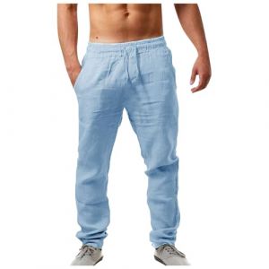 Pantalon Homme Sport en M&eacute;lange Coton Lin Pantalon Jogging avec Poches Grandes Taille L&eacute;ger Respirant Pantalon Travail Homme pour Toutes Les Saisons (NIEUCD, neuf)