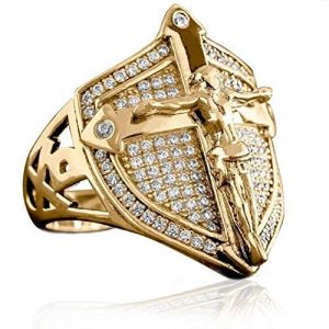 Bague croix chr&eacute;tienne J&eacute;sus pour hommes, Bague Crucifix, Anneau de bouclier m&eacute;di&eacute;val, Anneaux d'&eacute;p&eacute;e de crois&eacute;, Bague Catholique Chr&eacute;tienne Bijoux pour Hommes Gar&ccedil;ons (57) (PikaLF, neuf)