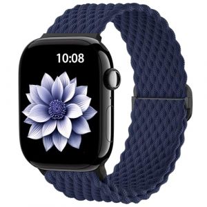 AMSKY Bracelet en Tressé Compatible avec Bracelet Apple Watch 40mm 44mm 42mm 41mm 45mm 38mm 49mm Femme Homme, Textile Bracelet Compatible avec iWatch Serie 9 8 7 6 5 4 3 2 1 SE Ultra, Bleu Marine (Shenzhenshi guiqing keji youxiangongsi, neuf)