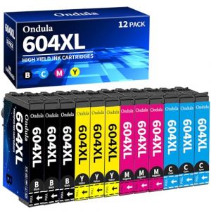 Ondula 604XL Cartouche d'encre Compatible pour Epson 604XL 604 XL Multipack pour Expression Home XP-2200 XP-2205 XP-3200 XP-3205 XP-4200 XP-4205 Workforce WF-2930 WF-2935 WF-2950 (Lot de 12) (Ondula-A, neuf)