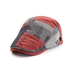 Casquette Plate Vintage Homme Coton Réglable Irlandaise Flat Cap Béret Loisirs Sport Chapeau Souple Visière pour Printemps été (Rouge) (tianrunbaihuo, neuf)