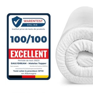 Dailydream Surmatelas 140 x 190 cm, Mémoire de Forme, 5 cm épaisseur, «Edition Aloe Vera, Model M », pour Matelas, canapé ou lit de Camp, sur-Matelas pour Adulte, Memory Foam Mattress Topper (nivion GmbH, neuf)