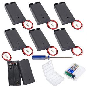GTIWUNG 7Pcs AA 3V Support de Batterie Coque Plastique Batterie Boîte de Rangement avec Interrupteur on/Off(2 Solts), 2Pcs Boîte à Piles en Plastique, Boîte à Piles pour AA et AAA (GTIWUNG-FR, neuf)