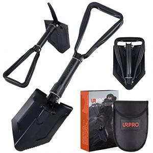 URPRO Pelle Pliante avec Pioche, Poign&eacute;e et Lame Portable en Acier au Carbone, Survie, Retranchement, Militaire, Outil de Tranch&eacute;e, pour Camping, Jardinage, Creuser, Boue et Neige (ONE WORLD ONLINE, neuf)
