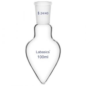 Labasics Flacon de Récupération en Verre, Flacon de Laboratoire Forme de Poire Paroi Épaisse Col Unique Verre Borosilicaté avec Joint Extérieur Conique Standard 24/40 pour Évaporateur Rotatif, 100 ml (J&D Tech FR, neuf)