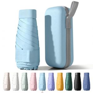 Betrynidil Parapluie Pliable de Voyage MINI - Mini Parapluie De Poche, Anti-UV, Léger, Compact, petit parapluie portable compact pour hommes et femmes (Bleu ciel) (GALOLTD, neuf)